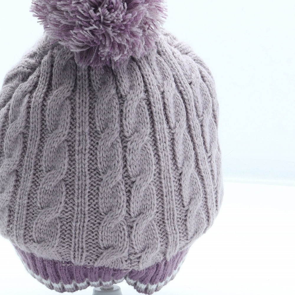 Frozen Girls Purple Acrylic Bobble Hat Size S - Frozen Anna Elsa