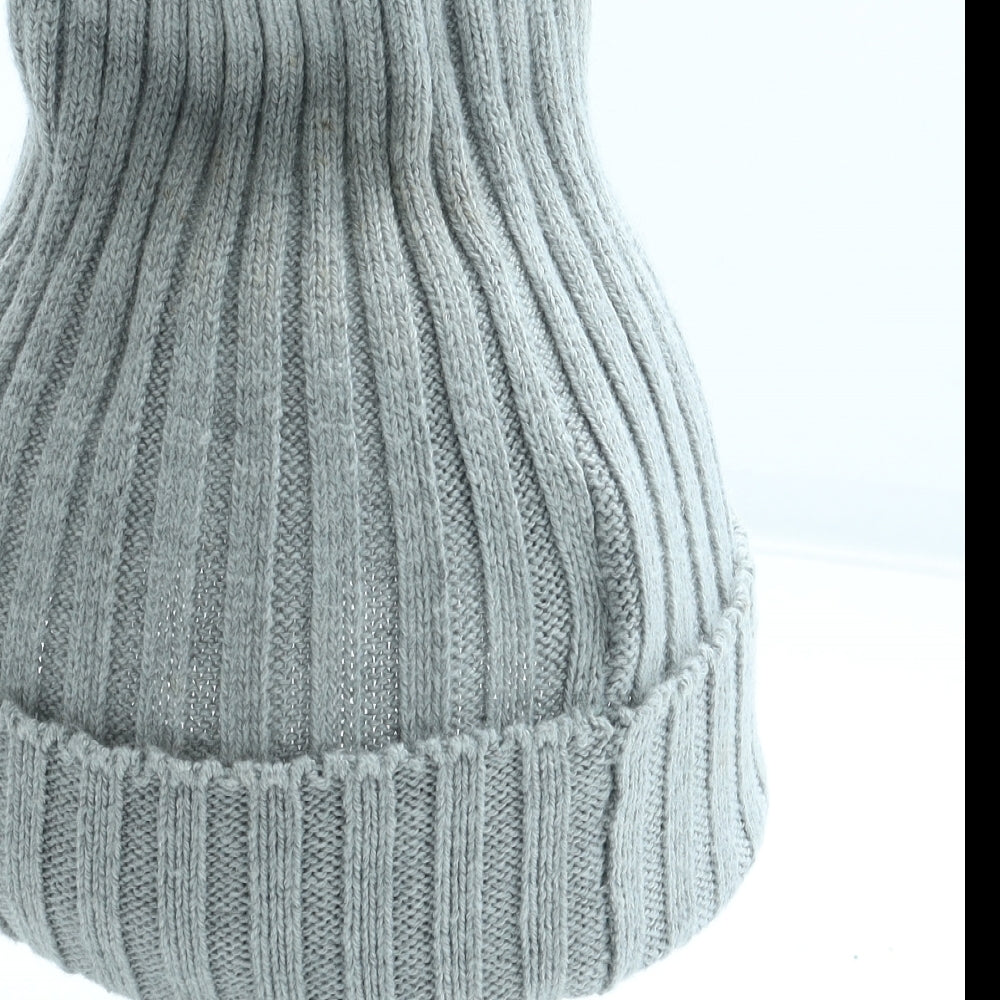 H&M Womens Grey Acrylic Bobble Hat One Size