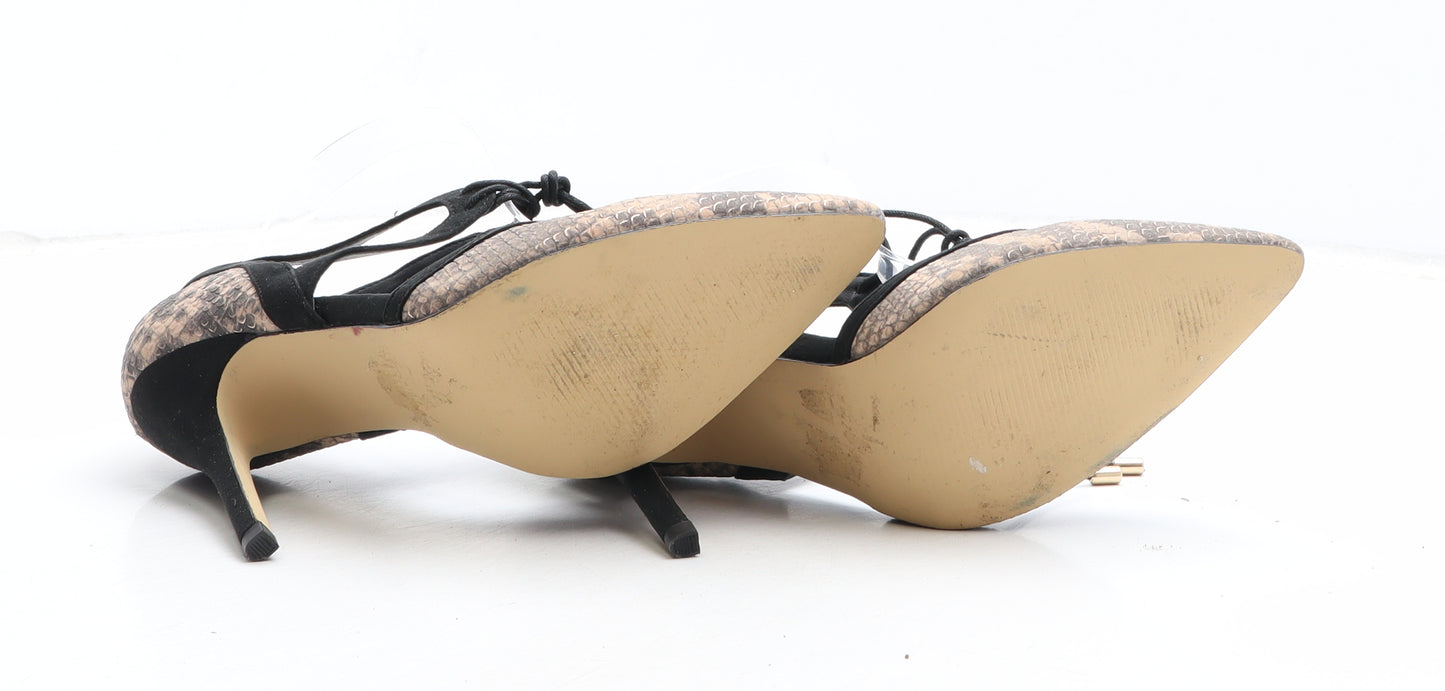 Atmosphere Womens Beige Animal Print Synthetic Strappy Heel UK - Snake Pattern