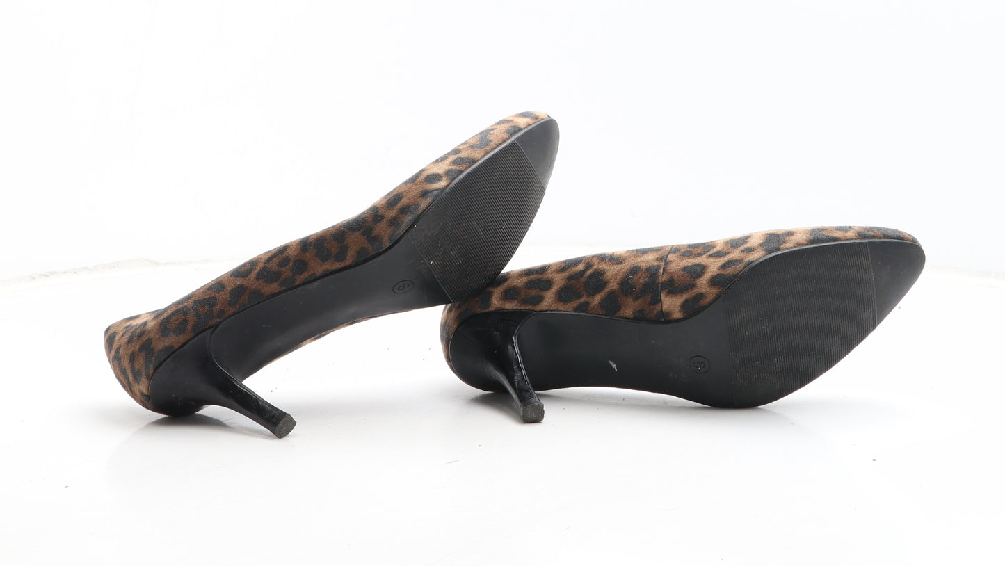 Preworn Womens Brown Animal Print Synthetic Court Heel UK - Leopard Print