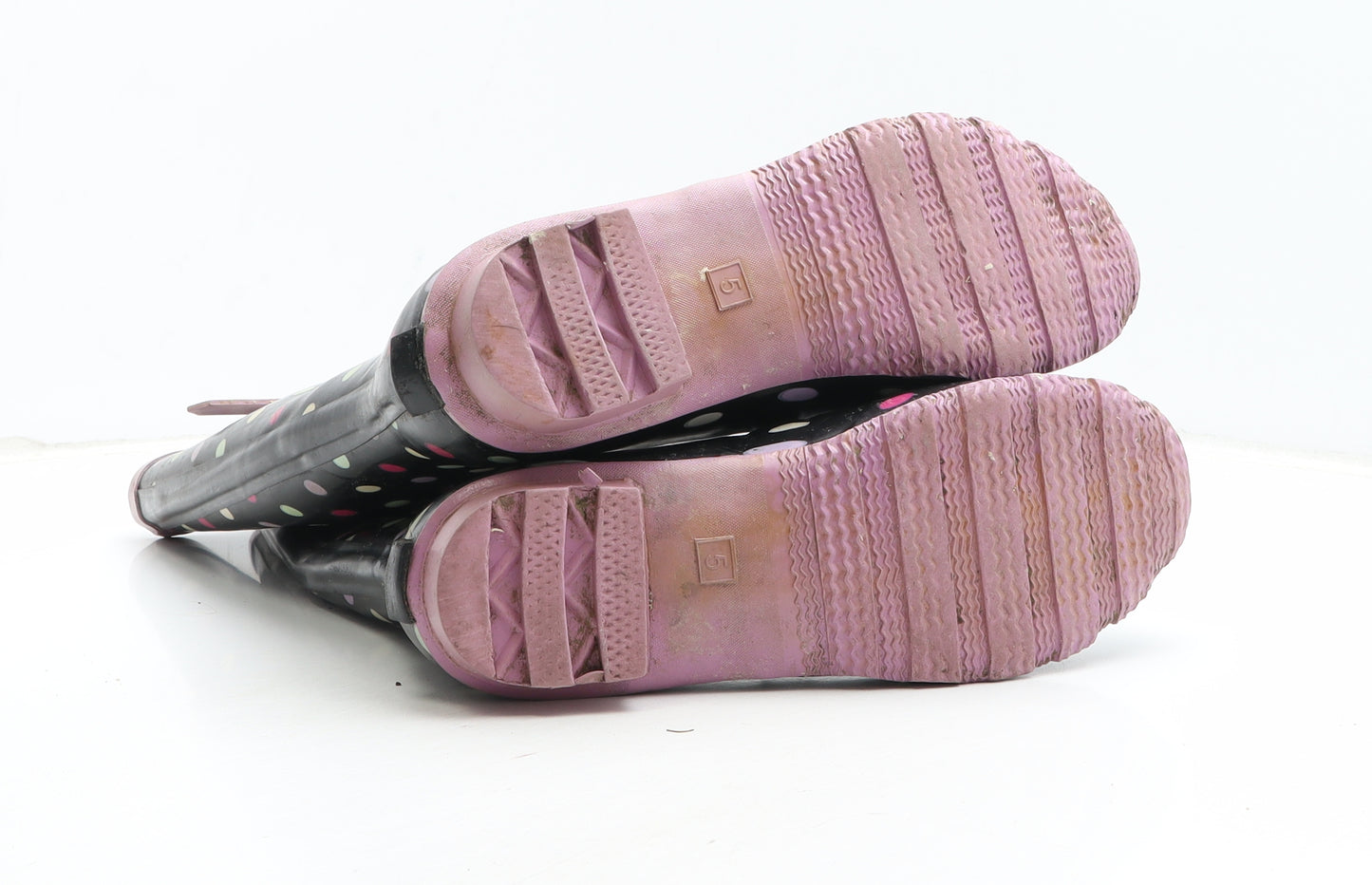 Preworn Womens Black Polka Dot Synthetic Wellies Boot UK