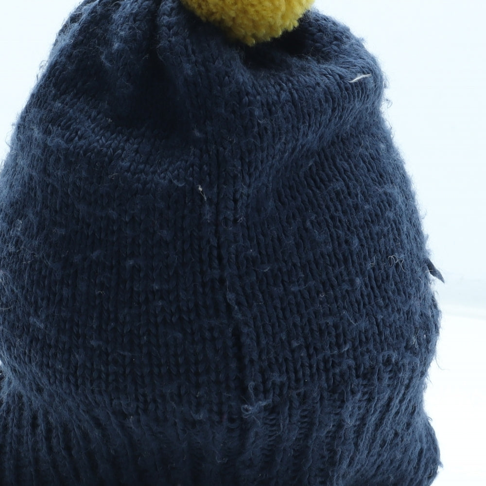 Mini Boden Boys Blue Acrylic Bobble Hat Size S - Skull Crossbones Size 1-14 Years