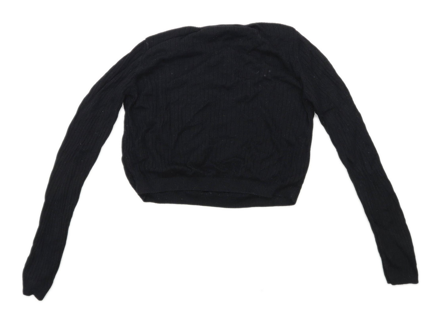 Topshop Womens Size 14 Black Cropped Jumper (Regular)