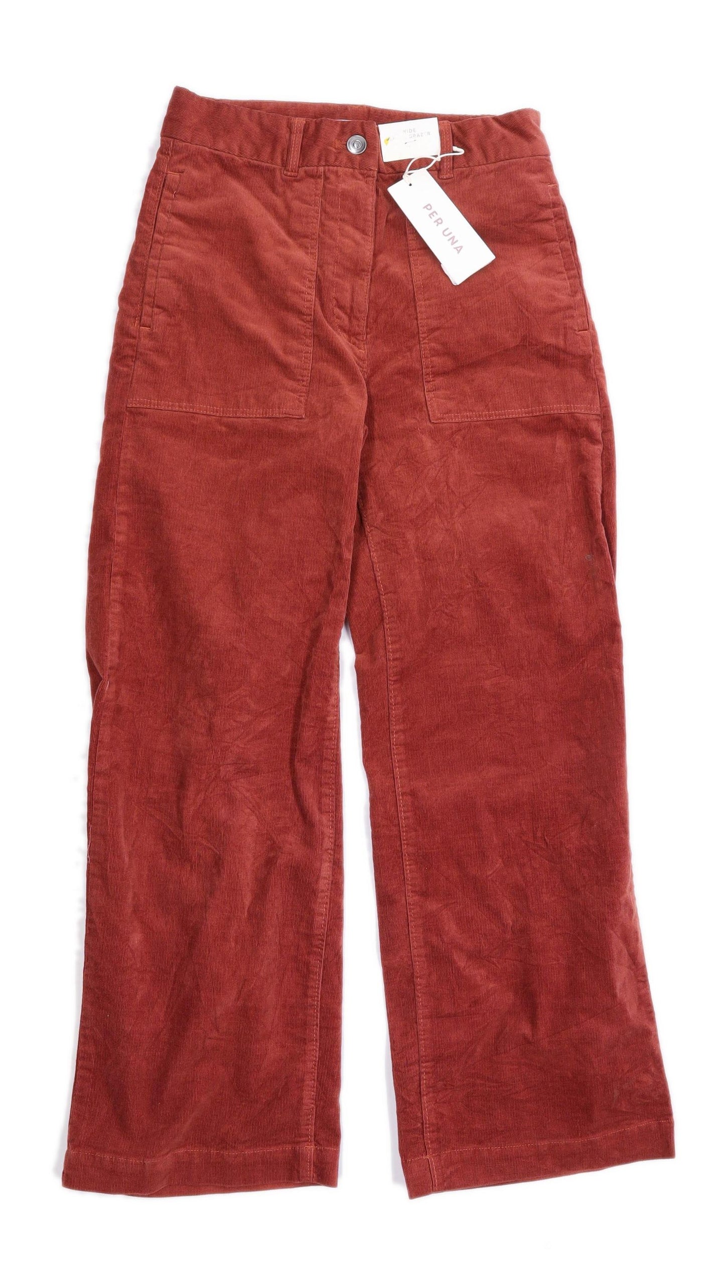 Womens Per Una Red Corduroy Blend Trousers Size 6/L26