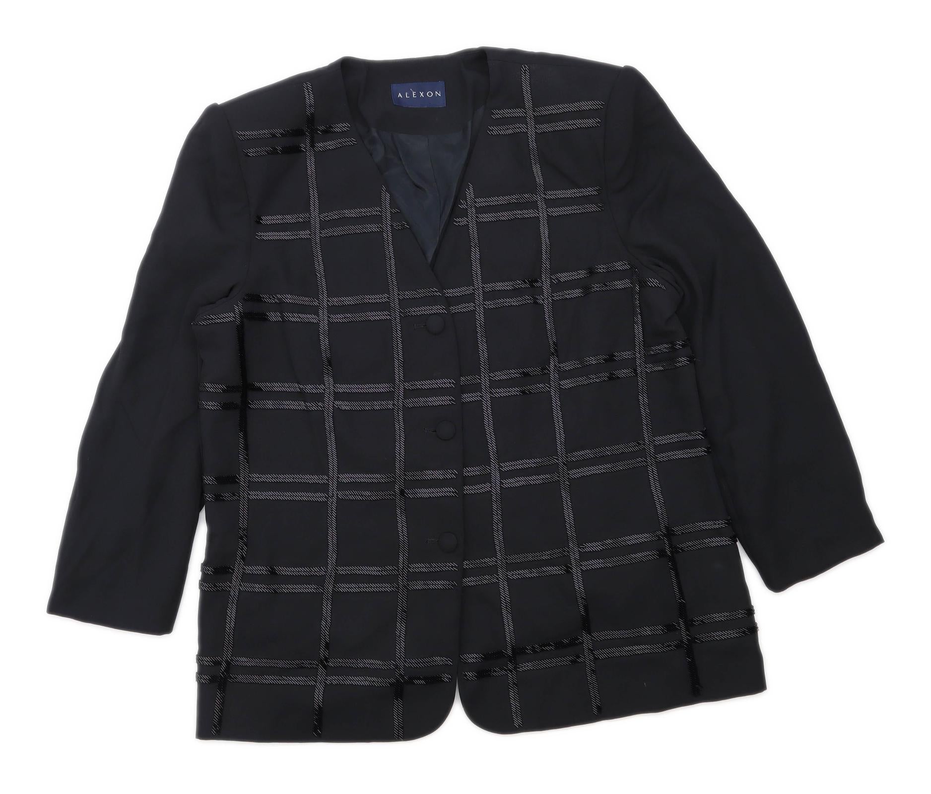 Alexon Womens Size 20 Check Black Jacket Preworn