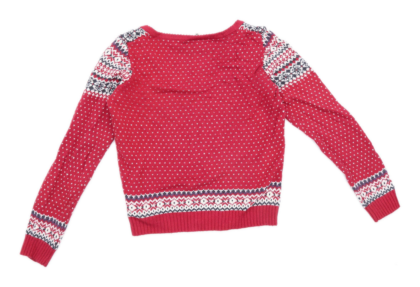 Fat Face Womens Size 12 Spotted Cotton Blend Red Button Up Cardigan (Regular)
