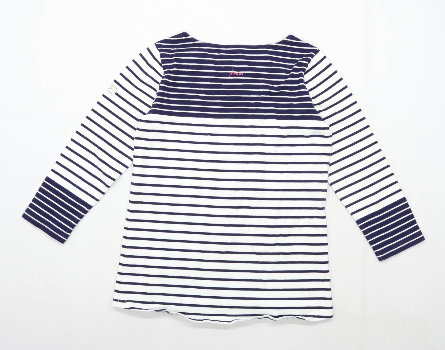 Joules Womens Size 10 Striped Cotton White Top (Regular)