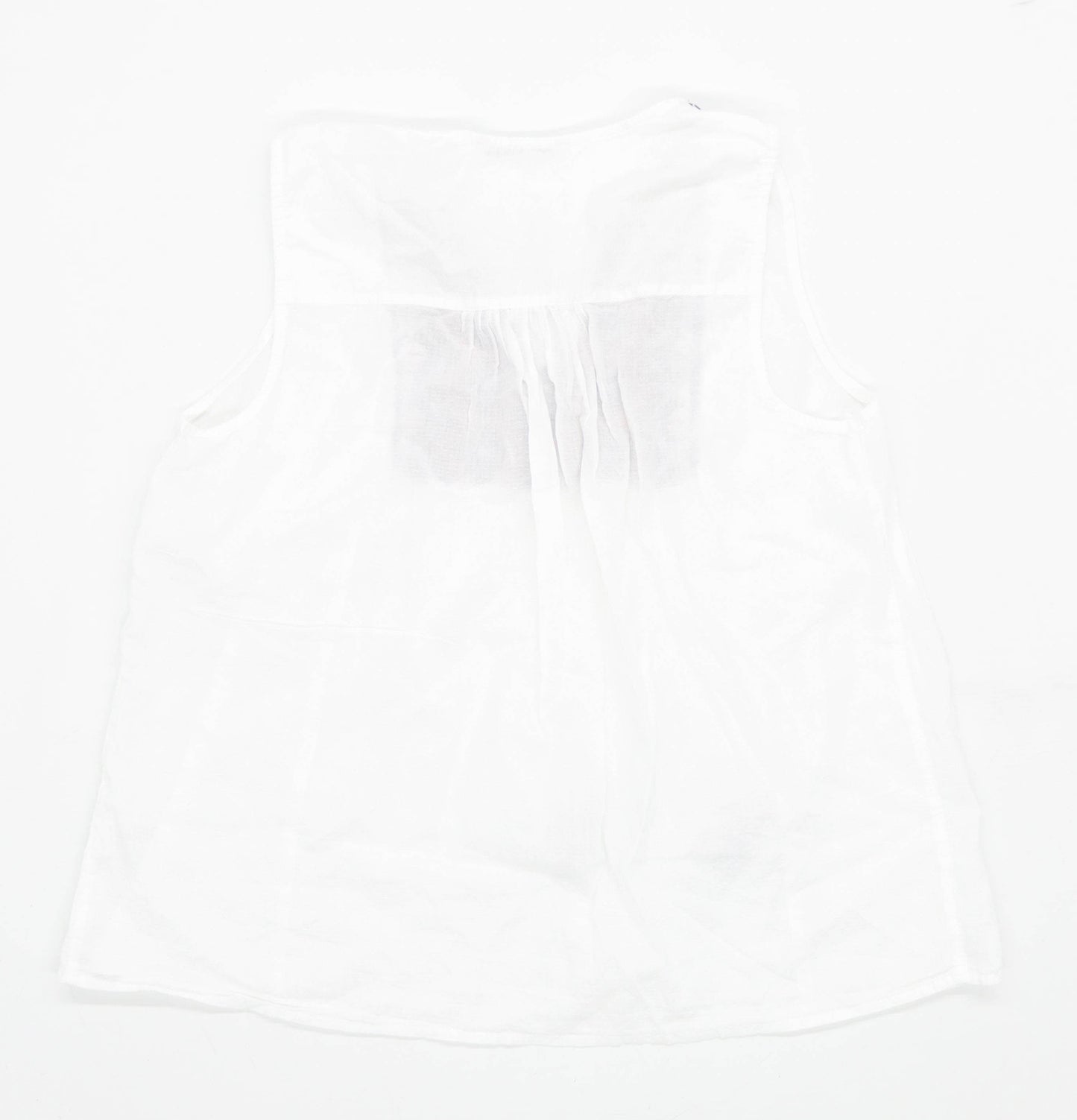 TU Womens Size 14 Geometric Cotton Blend White Embroided Top (Regular)