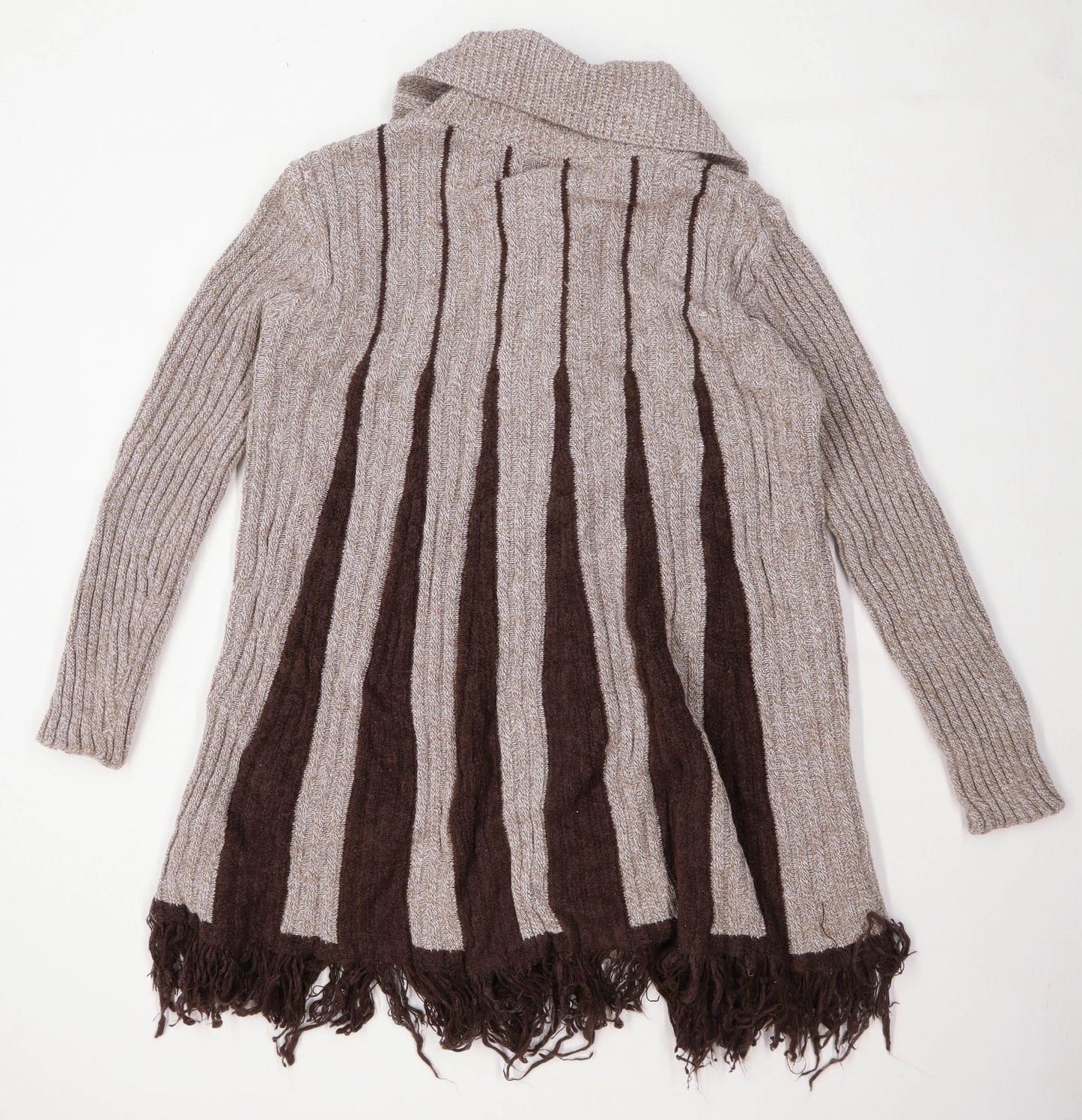 Too True Womens Size 6 Striped Brown Button Up Cardigan (Regular)