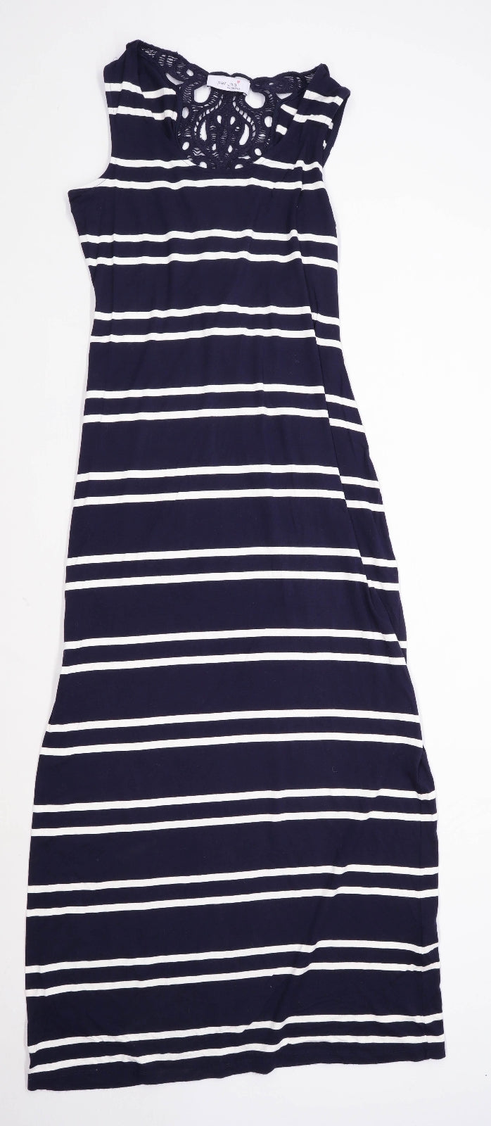 Marks & Spencer Womens Size 10 Striped Blue Maxi Dress (Regular)