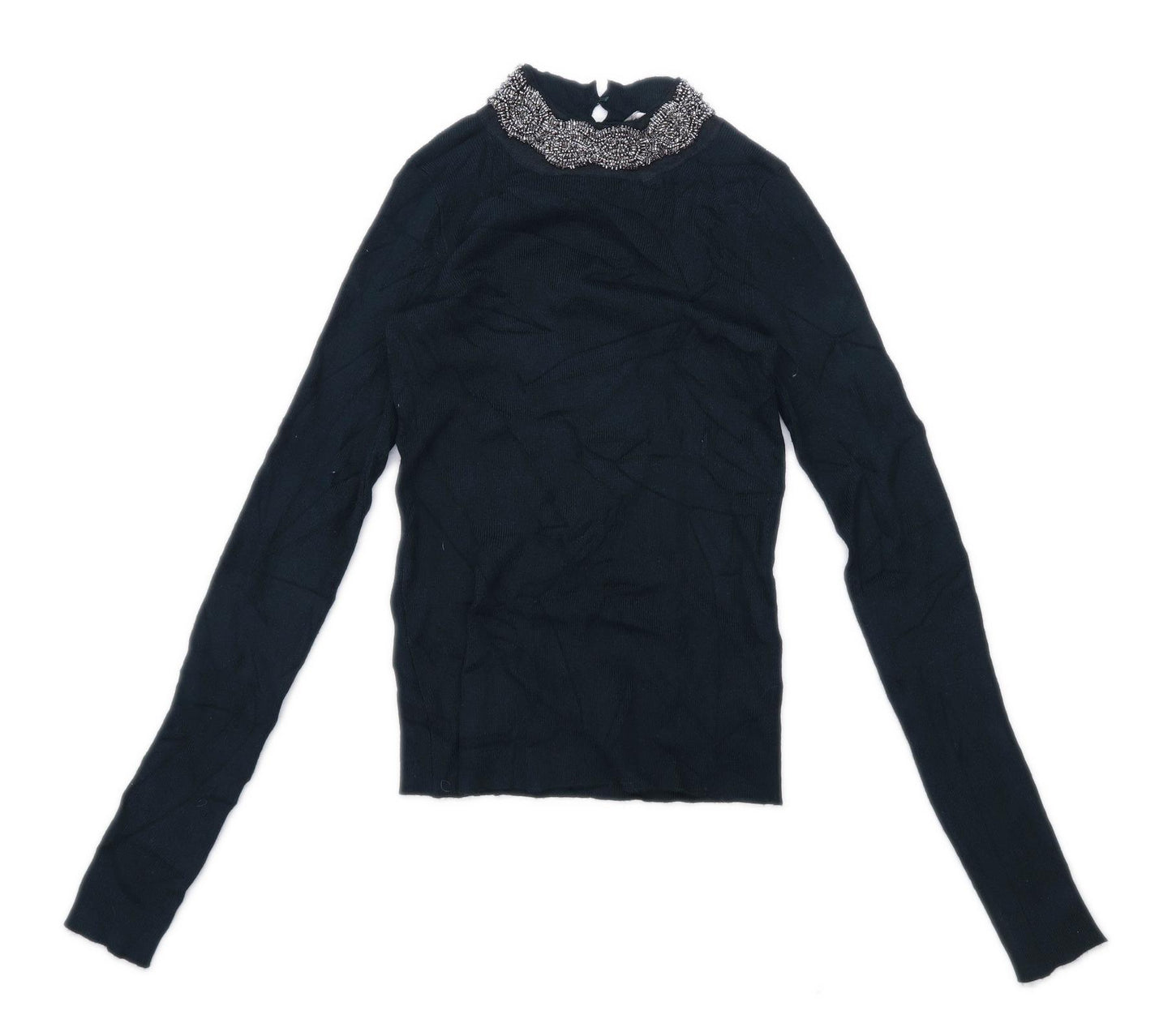 Oasis Womens Size XS Textured Green Jumper (Regular)