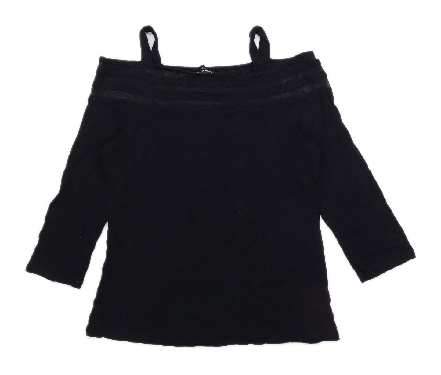 Cable & Gauge Womens Size M Black Mesh Inserts Top (Regular)