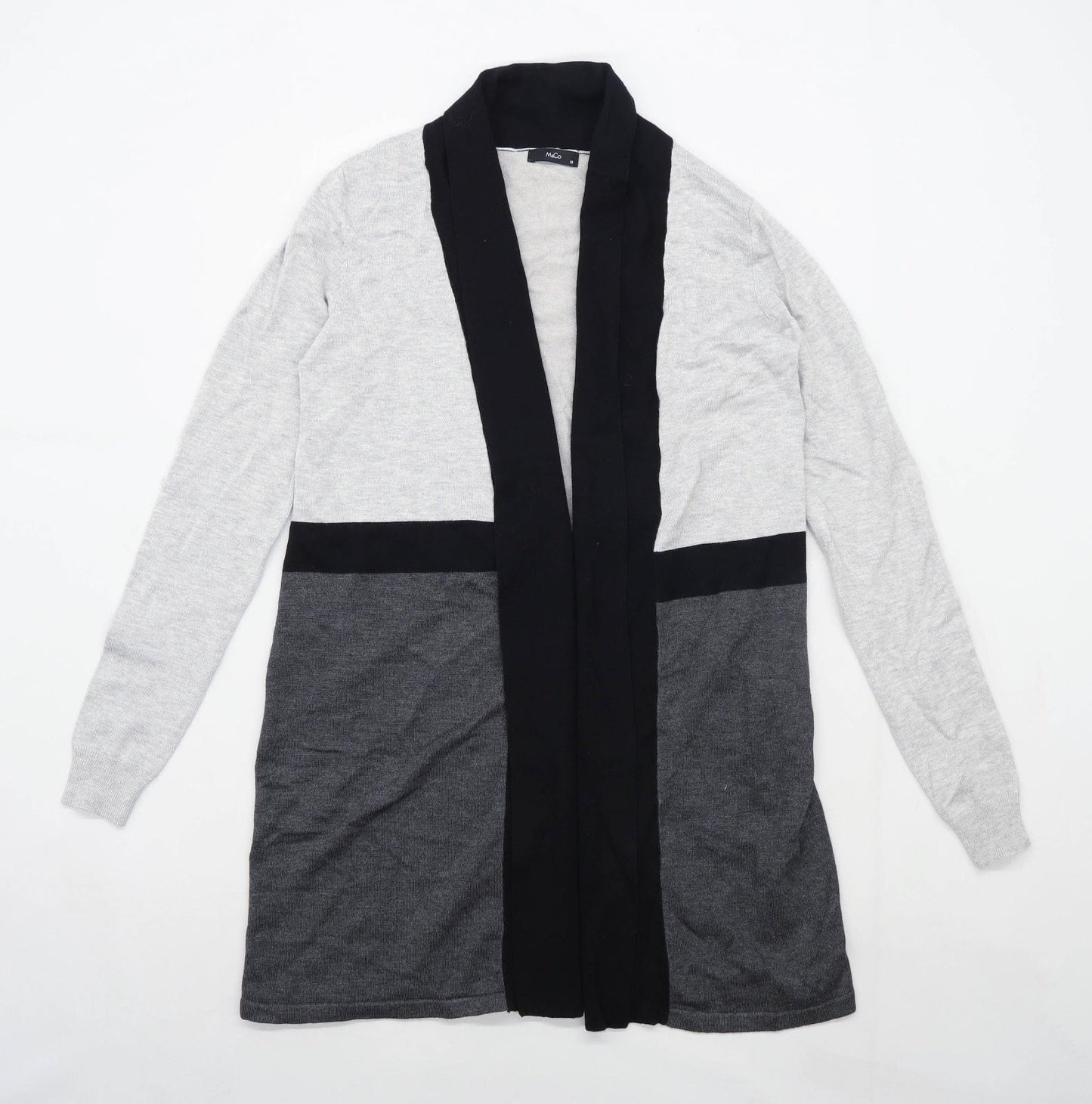 M&Co Womens Size 10 Striped Grey Cardigan (Regular)