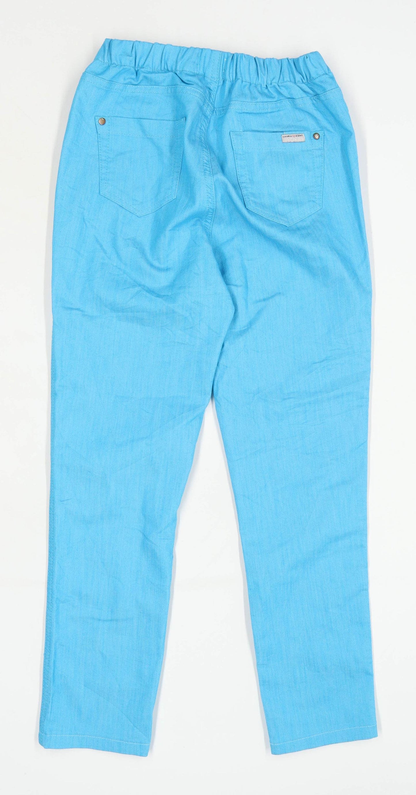 Womens Laura Kent Blue Cotton Blend Trousers Size W24/L28