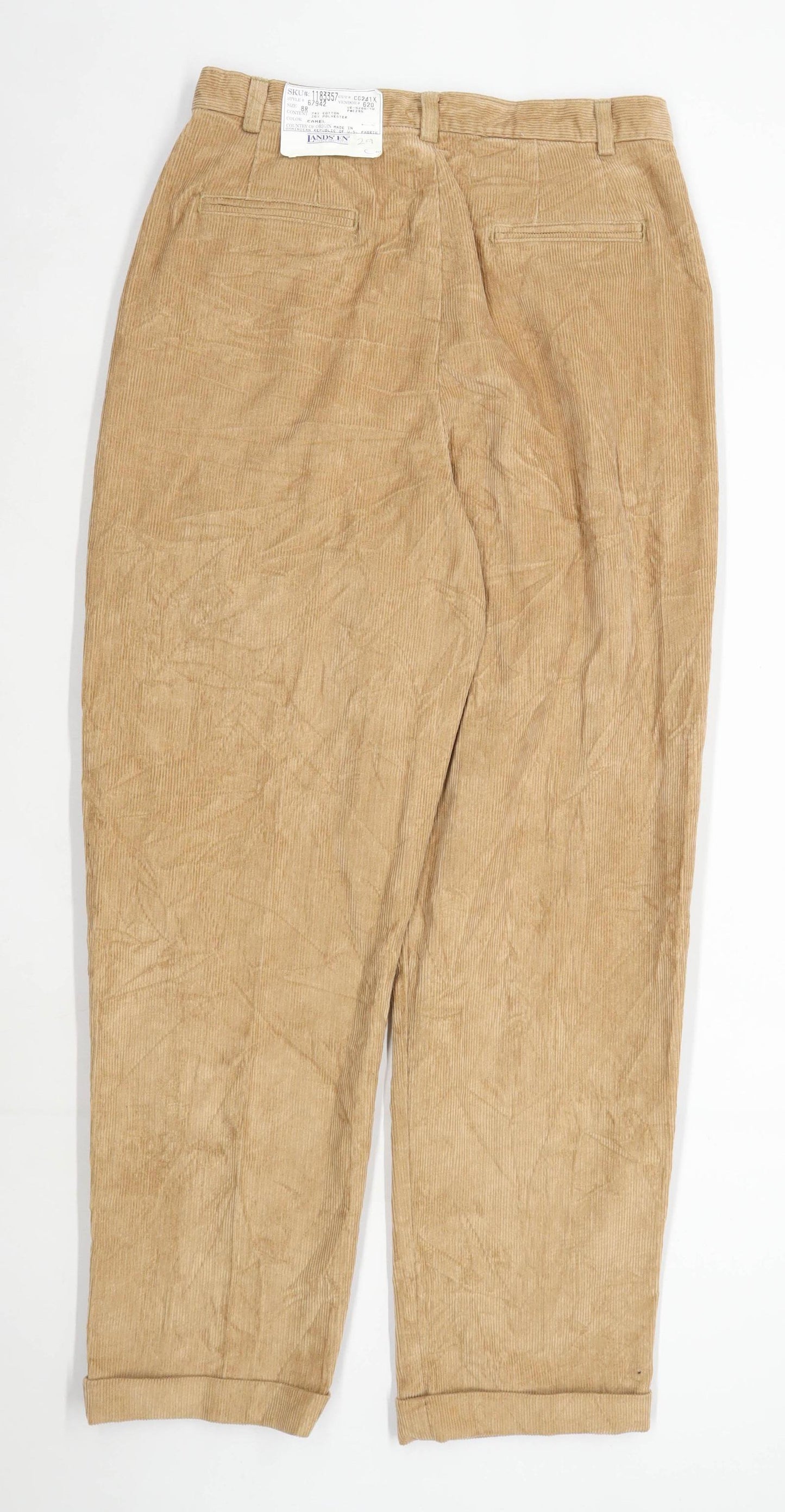 Womens Lands End Beige Corduroy Trousers Size W29/L29