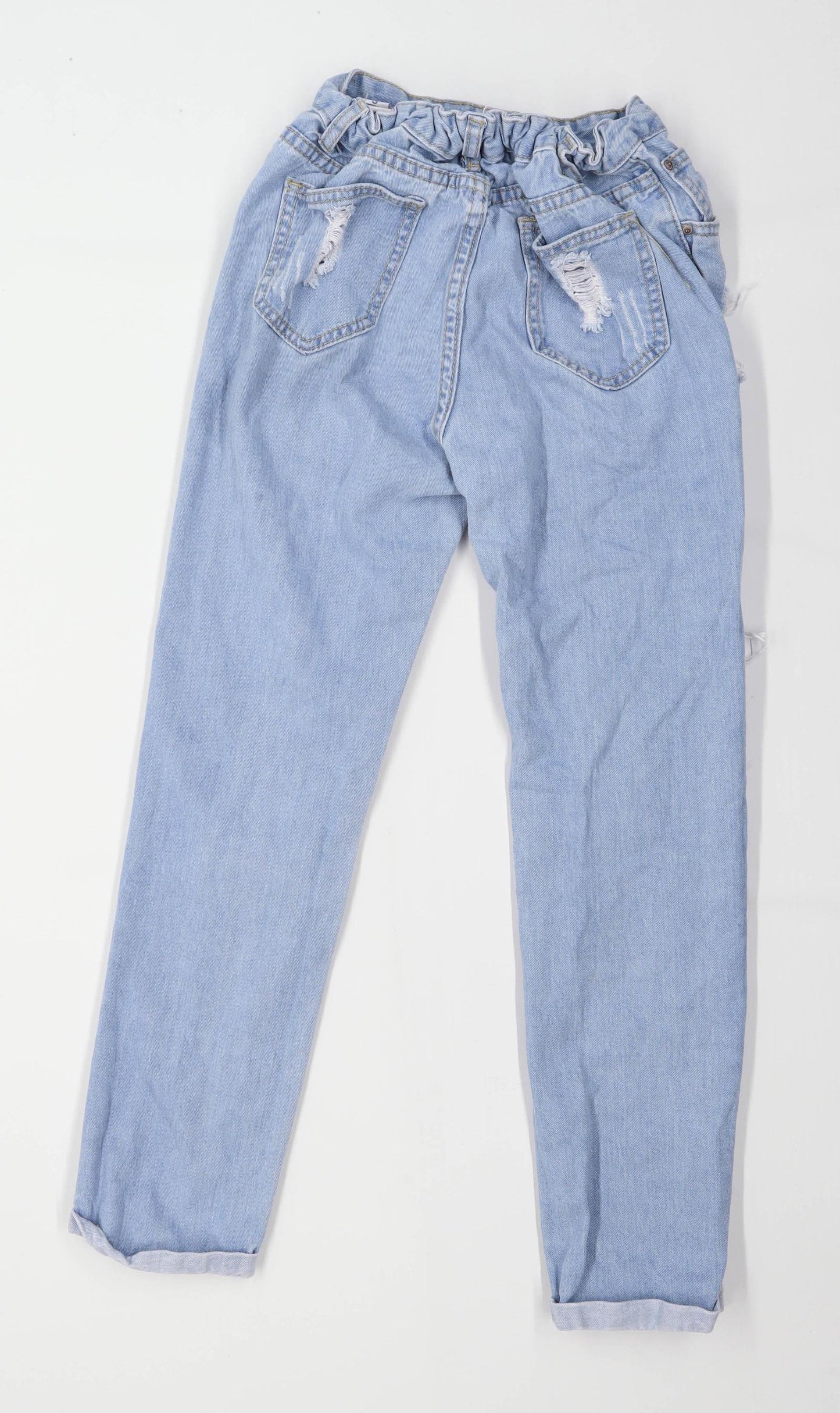 Preworn Girls Blue Distressed Teens Jeans Size S