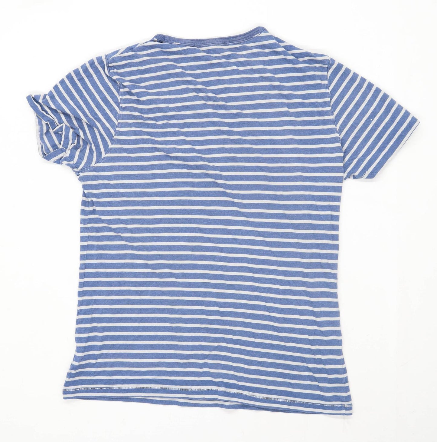 Next Mens Size L Cotton Striped Blue T-Shirt
