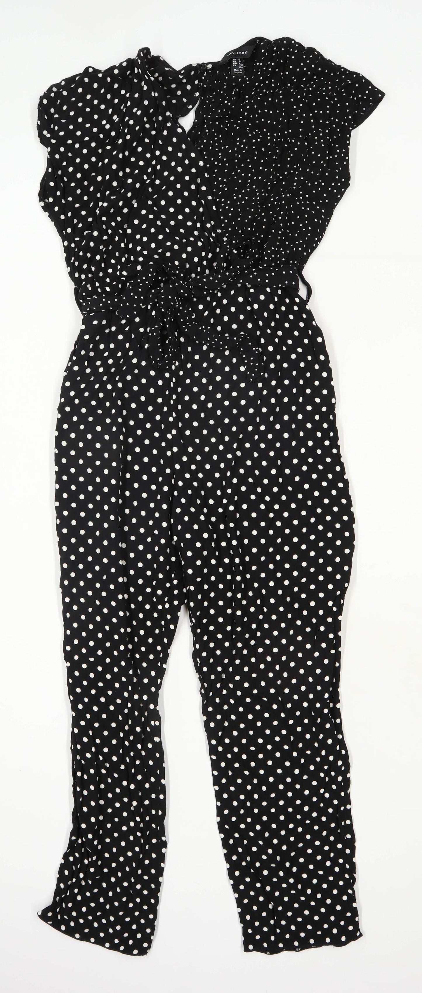 New Look Womens Size 12 Spotted Black Jumpsuit (Regular)