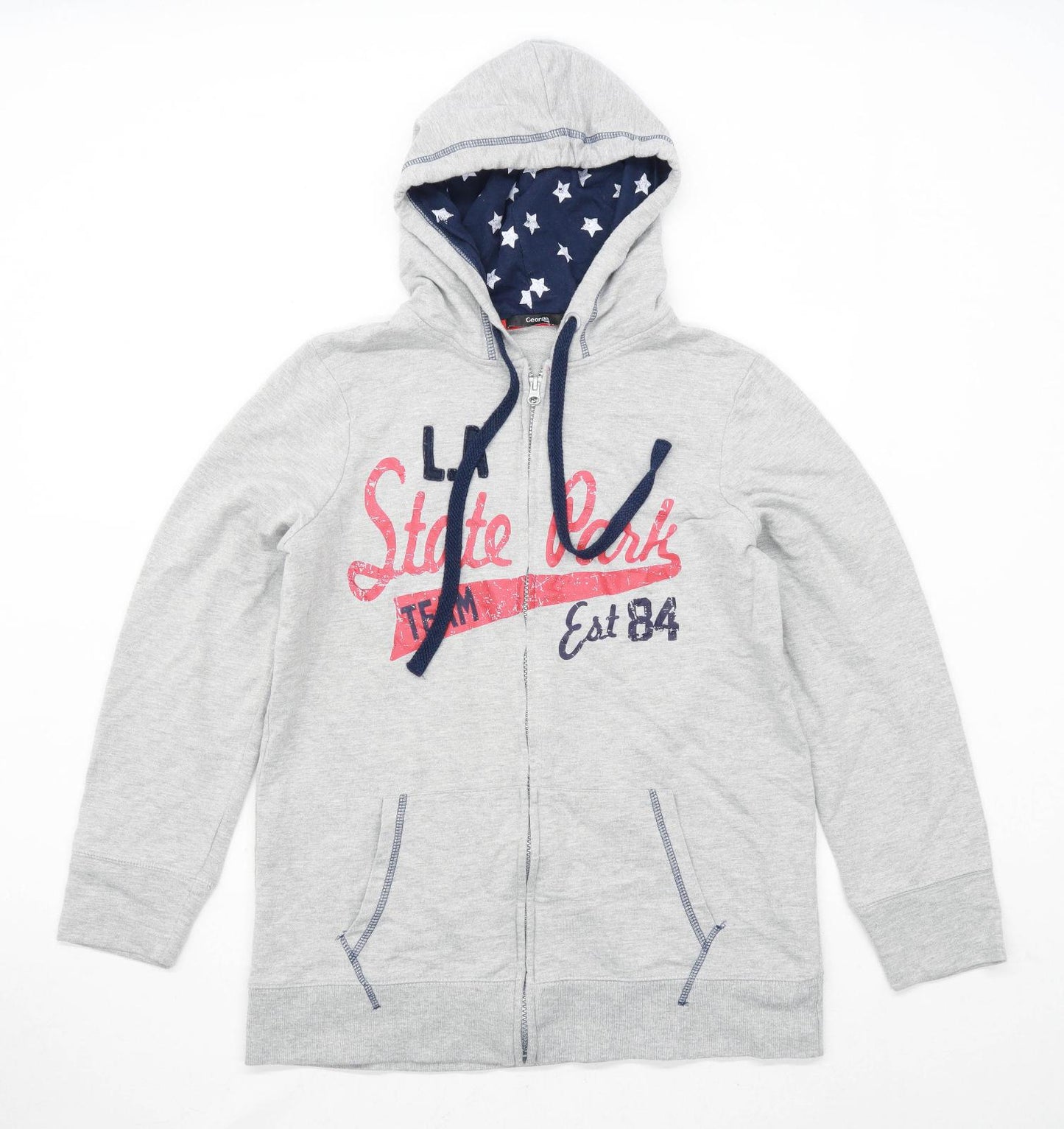 George Womens Size 14 Graphic Cotton Blend Grey State Park Hoodie (Regular)