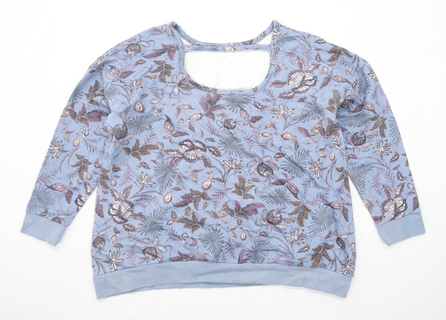 Next Womens Size XL Floral Cotton Teal Sweatshirt (Regular)