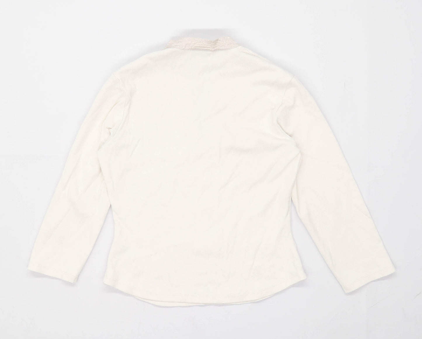 Next Womens Size 12 Cotton Cream Top (Regular)
