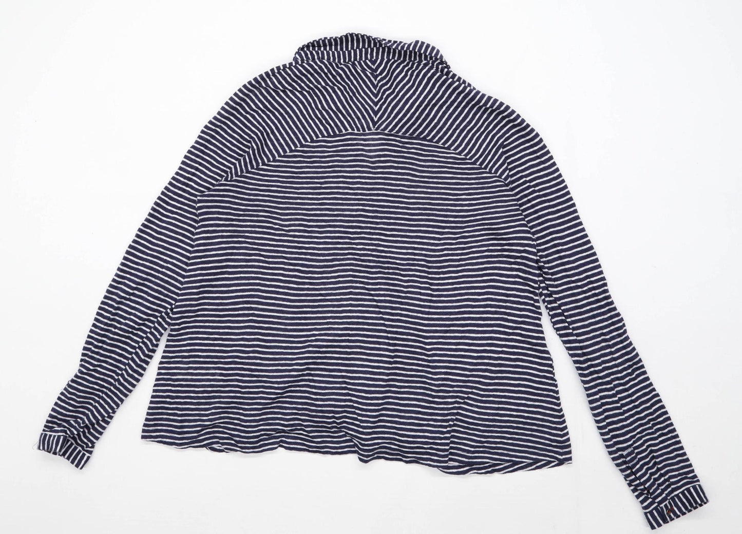 White Stuff Womens Size 14 Striped Linen Blue Shirt (Regular)