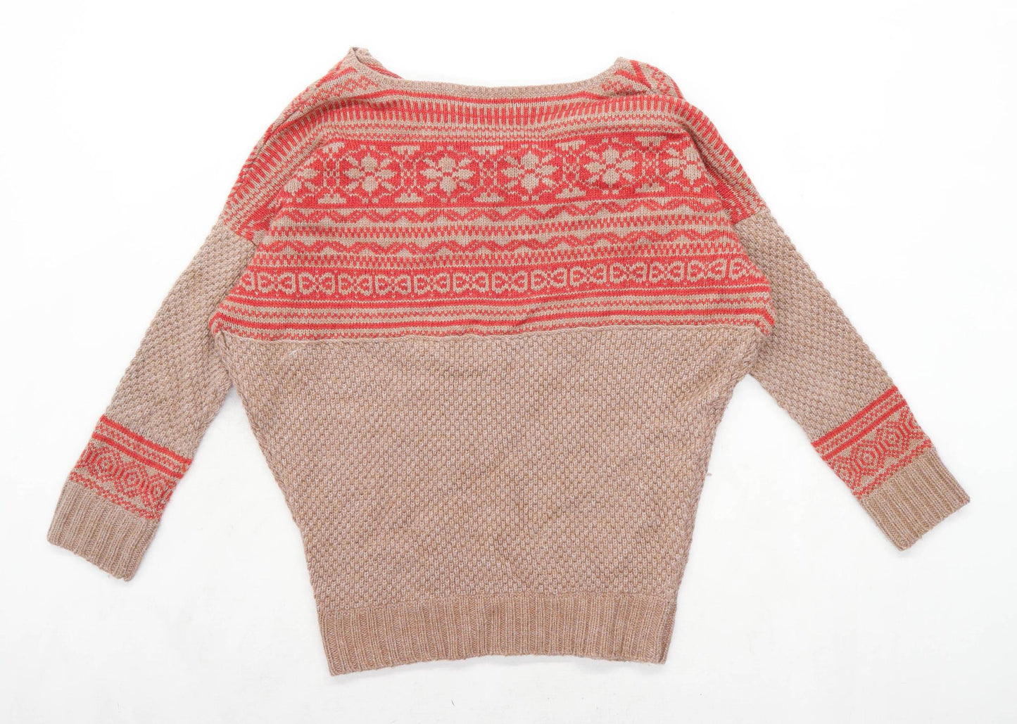 Kookai Womens Size S Geometric Brown Jumper (Regular)