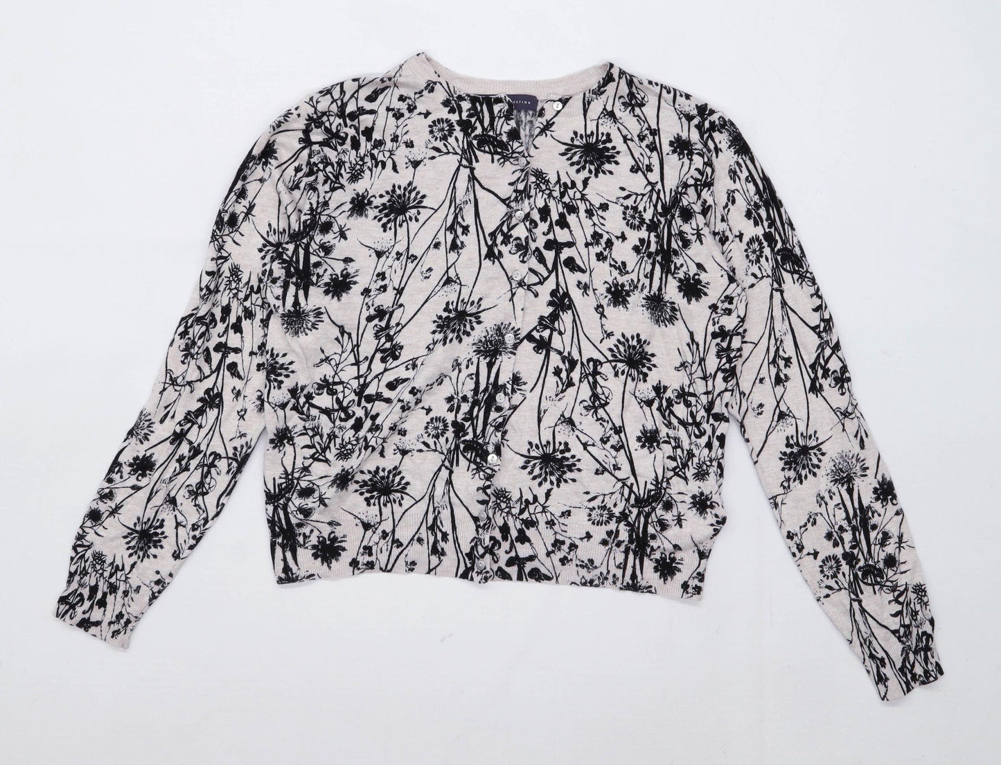 Marks & Spencer Womens Size 14 Floral Beige Cardigan (Regular)