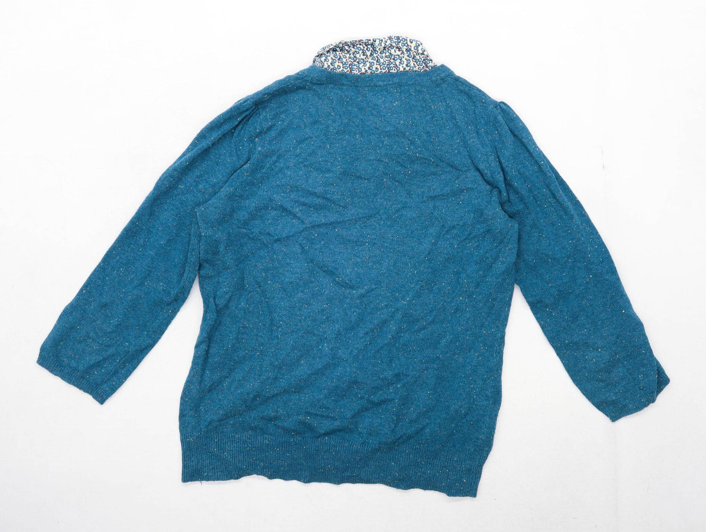 Next Womens Size 12 Floral Green Jumper (Regular)