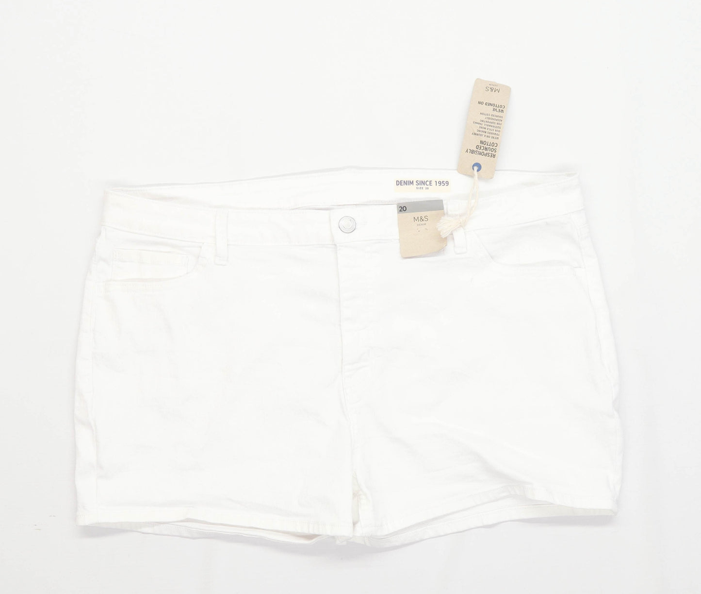 Womens Marks & Spencer White Denim Shorts Size 20/L2
