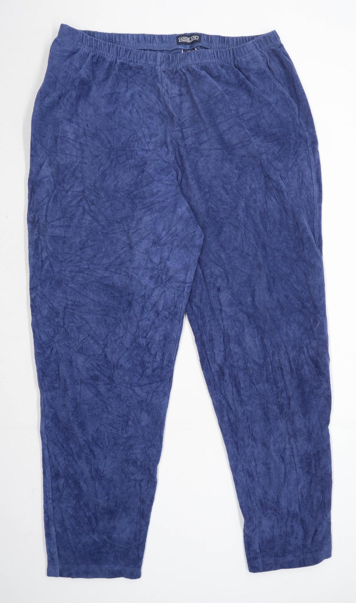 Womens Lands End Blue Corduroy Blend Trousers Size 18-20/L31