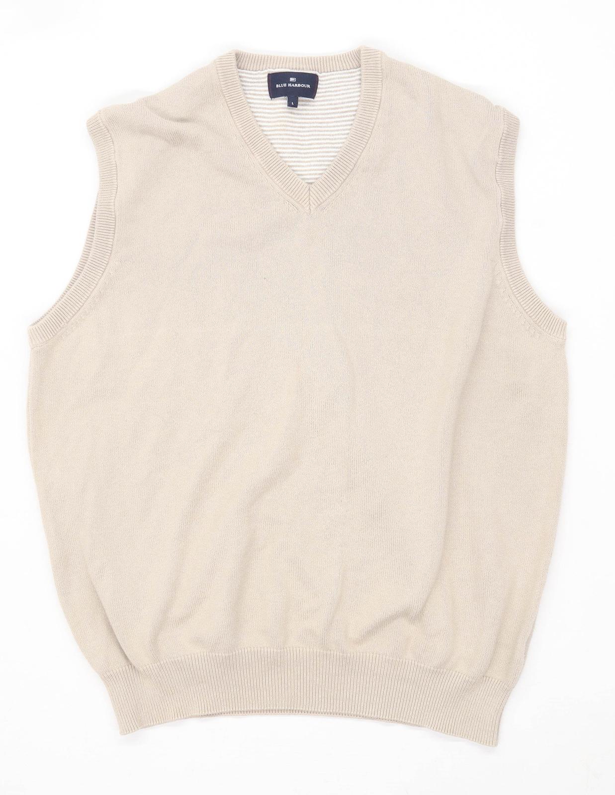 Blue Harbour Mens Size L Cotton Beige Jumper