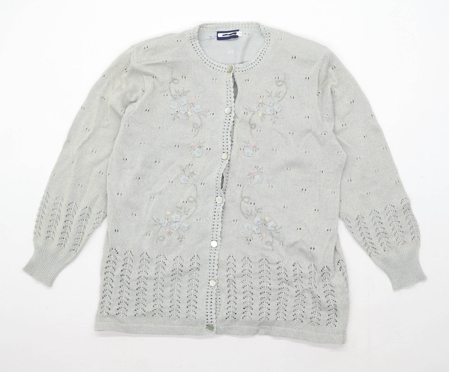 Preworn Womens Size 16 Floral Green Cardigan (Regular)