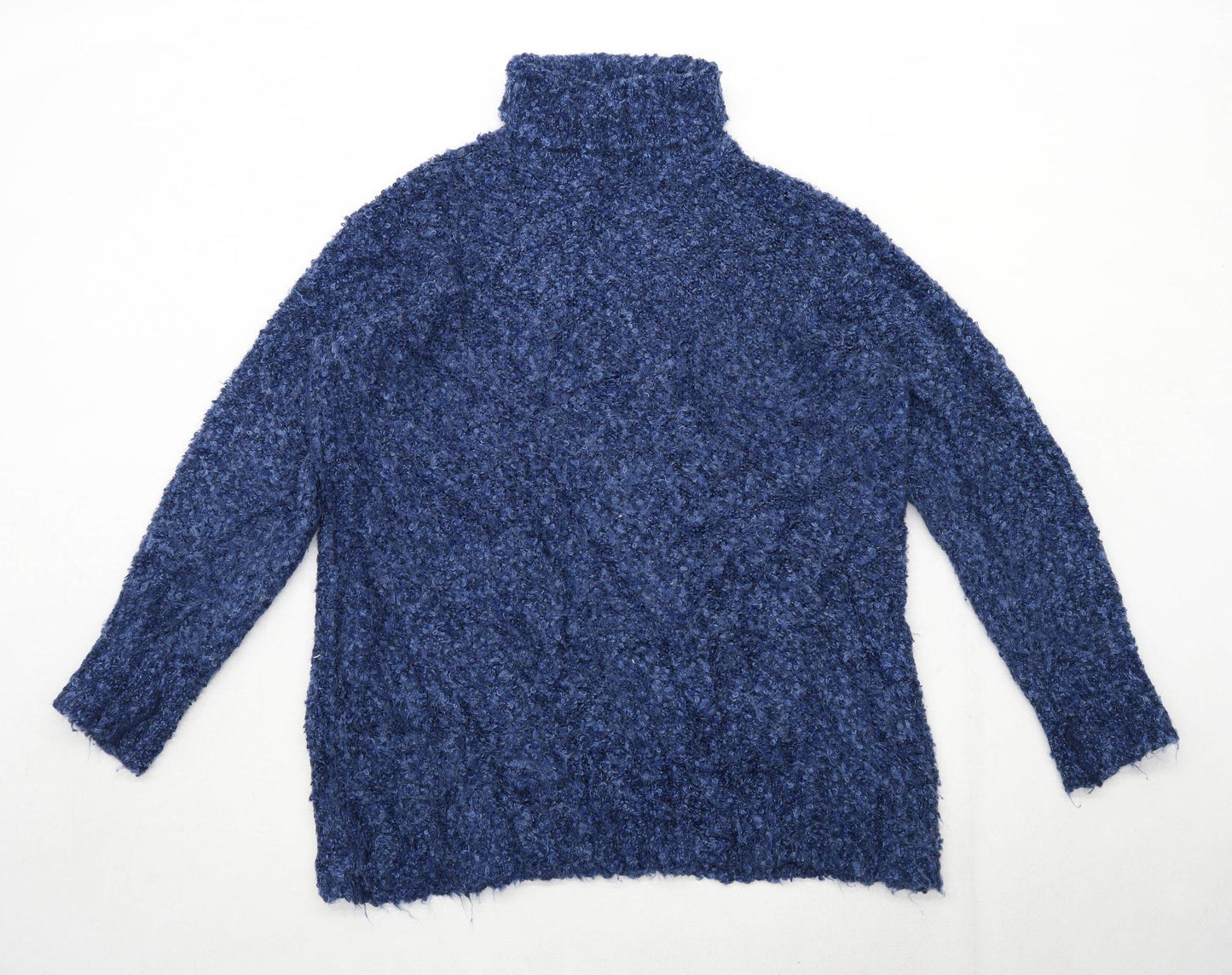 Marks & Spencer Womens Size 12 Textured Blue Jumper (Regular)