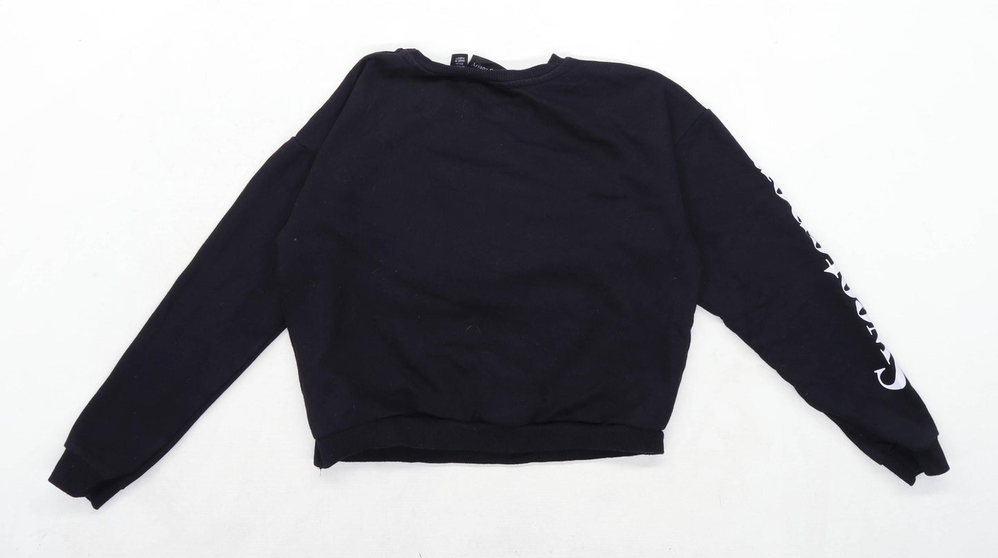Ariana Grande Girls Graphic Black Cropped Sweatshirt Age 13-14 Years