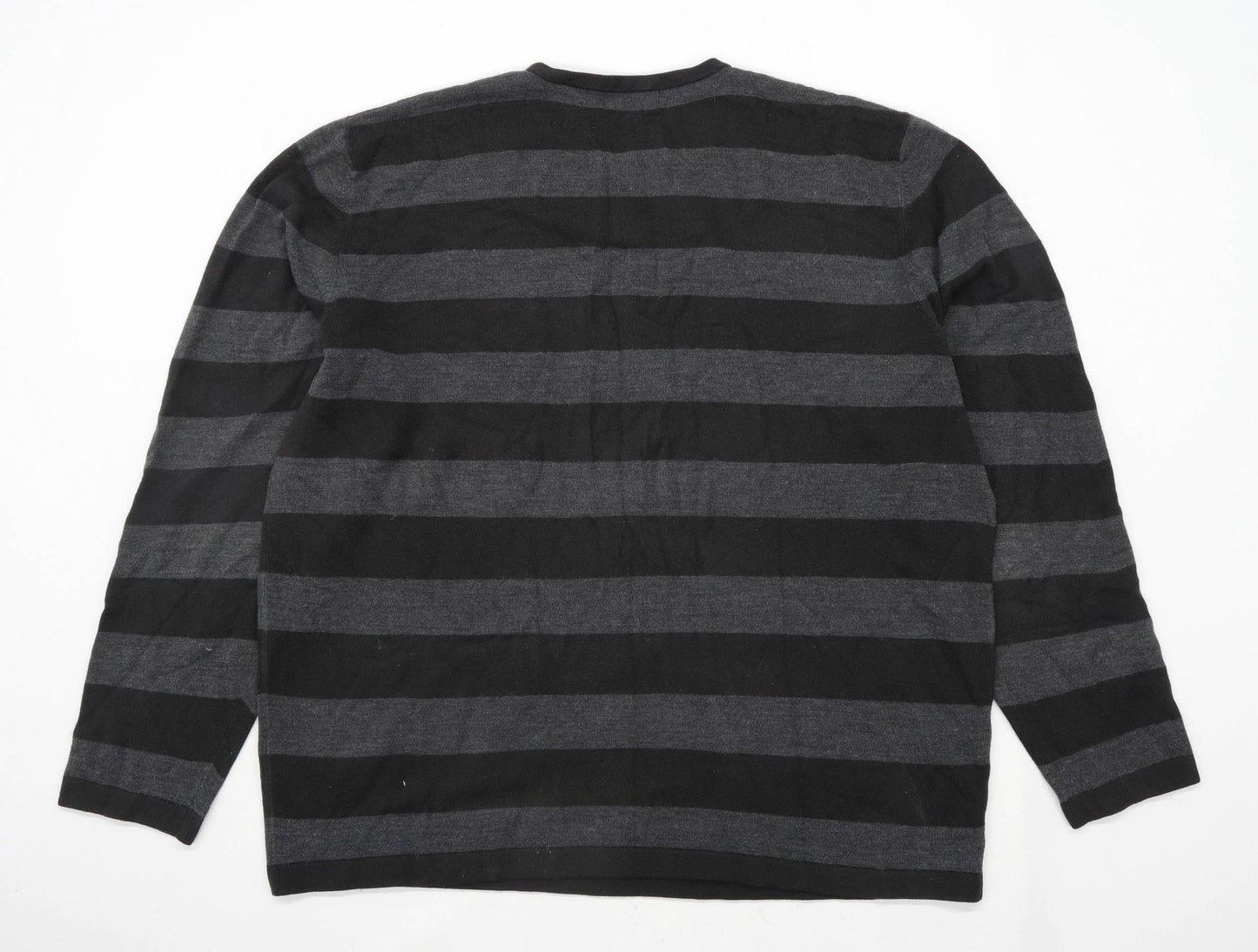 Marks & Spencer Mens Size 2XL Striped Grey Jumper