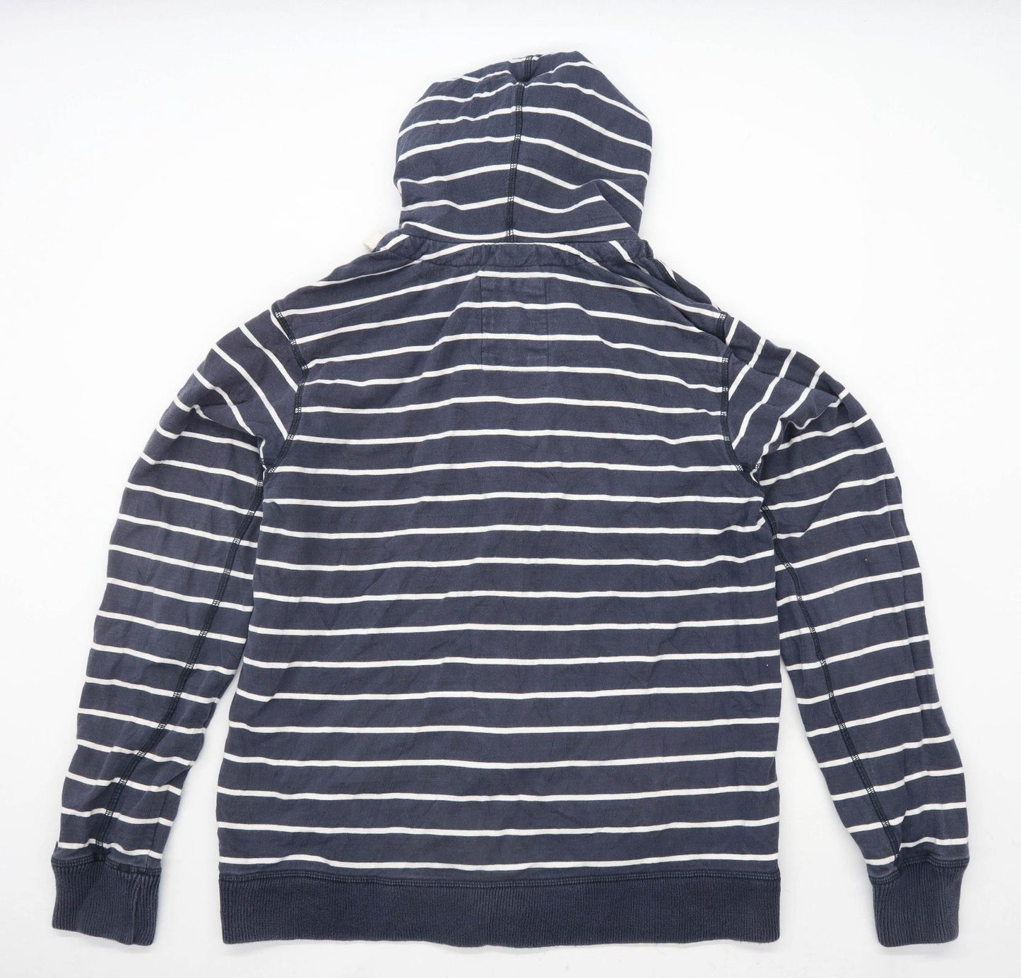 Fat Face Mens Size L Cotton Striped Blue Zip Hoodie