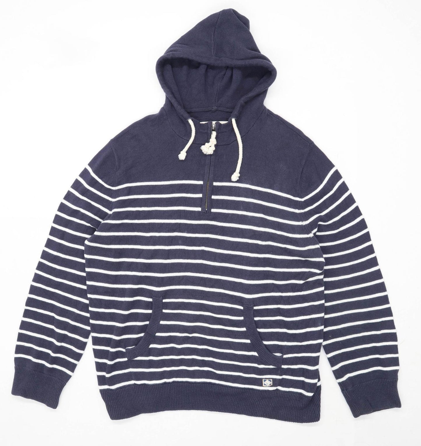 Quba & Co Mens Size M Cotton Striped Blue Hoodie