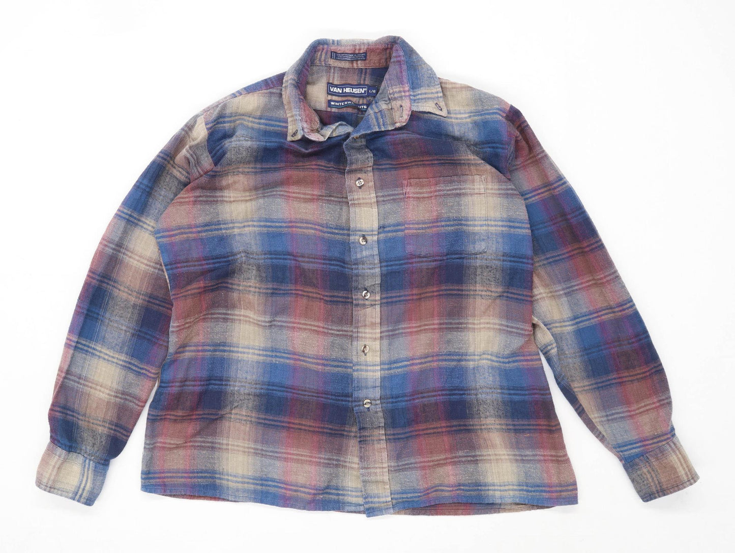 Van Heusen Mens Size L Cotton Check Multi-Coloured Casual Shirt