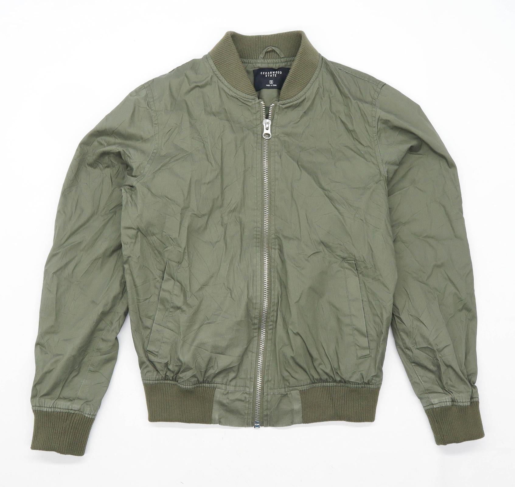 Cedarwood State Mens Size S Cotton Green Lightweight Bomber Jacket
