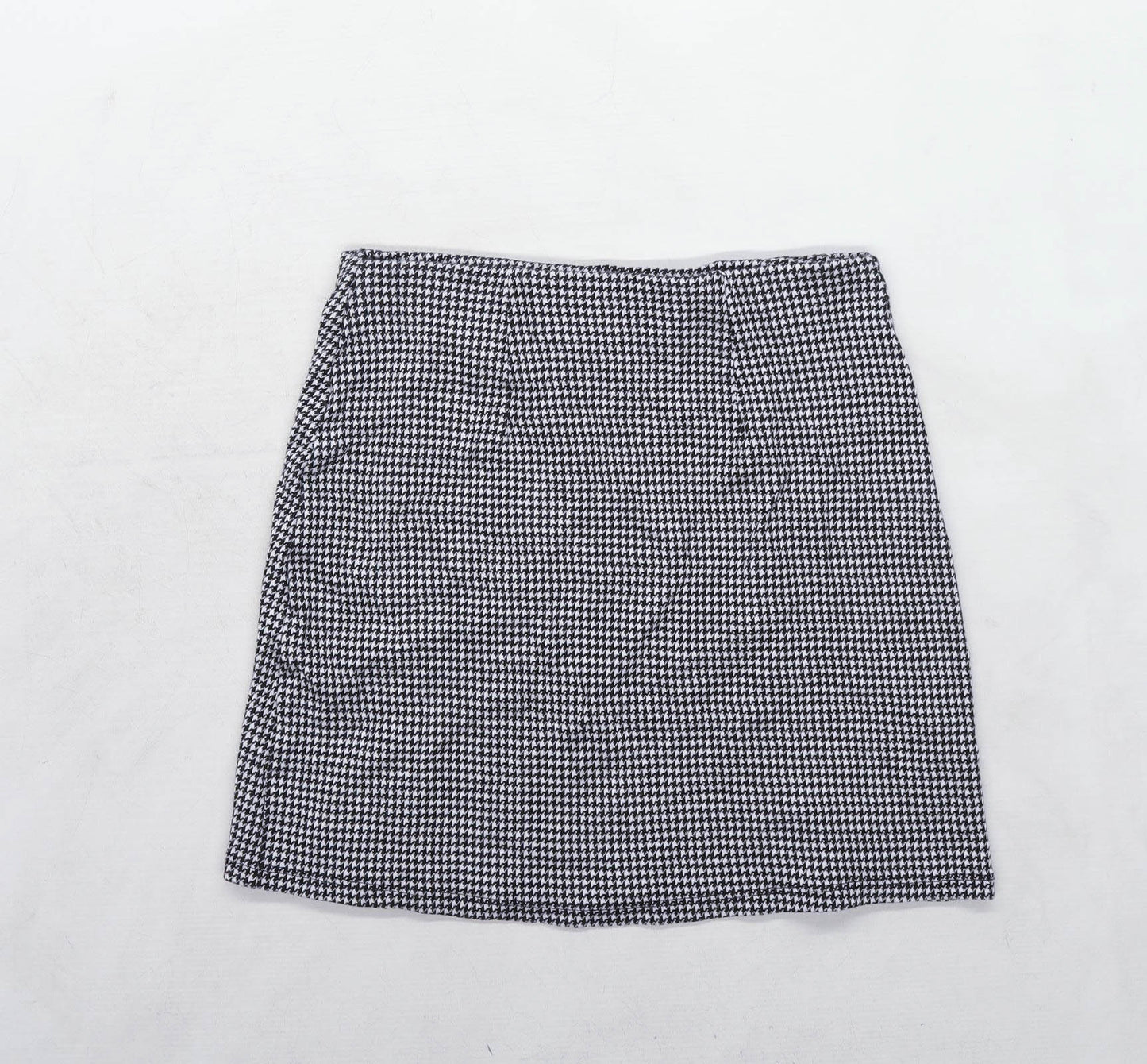 Pull & Bear Womens Size M Cotton Blend Houndstooth White Skirt (Regular)
