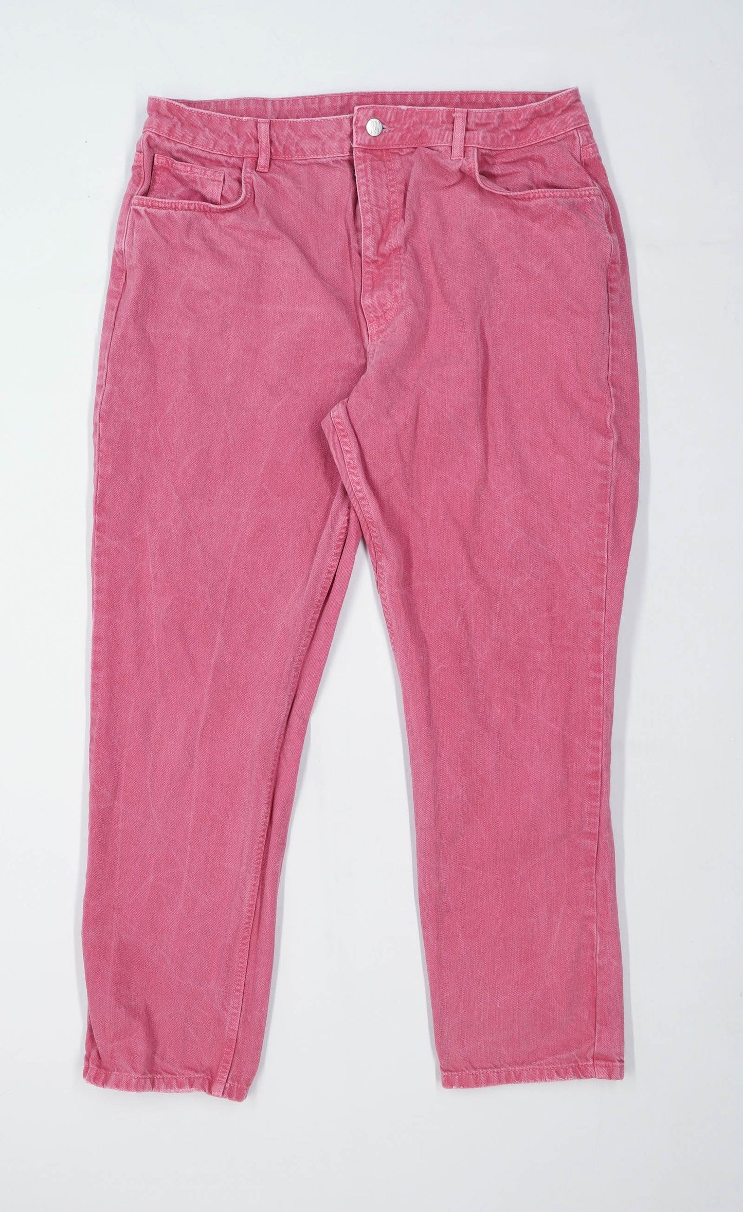 Reclaimed Vintage Mens Graphic Pink Logo Denim Jeans Size W34/L28