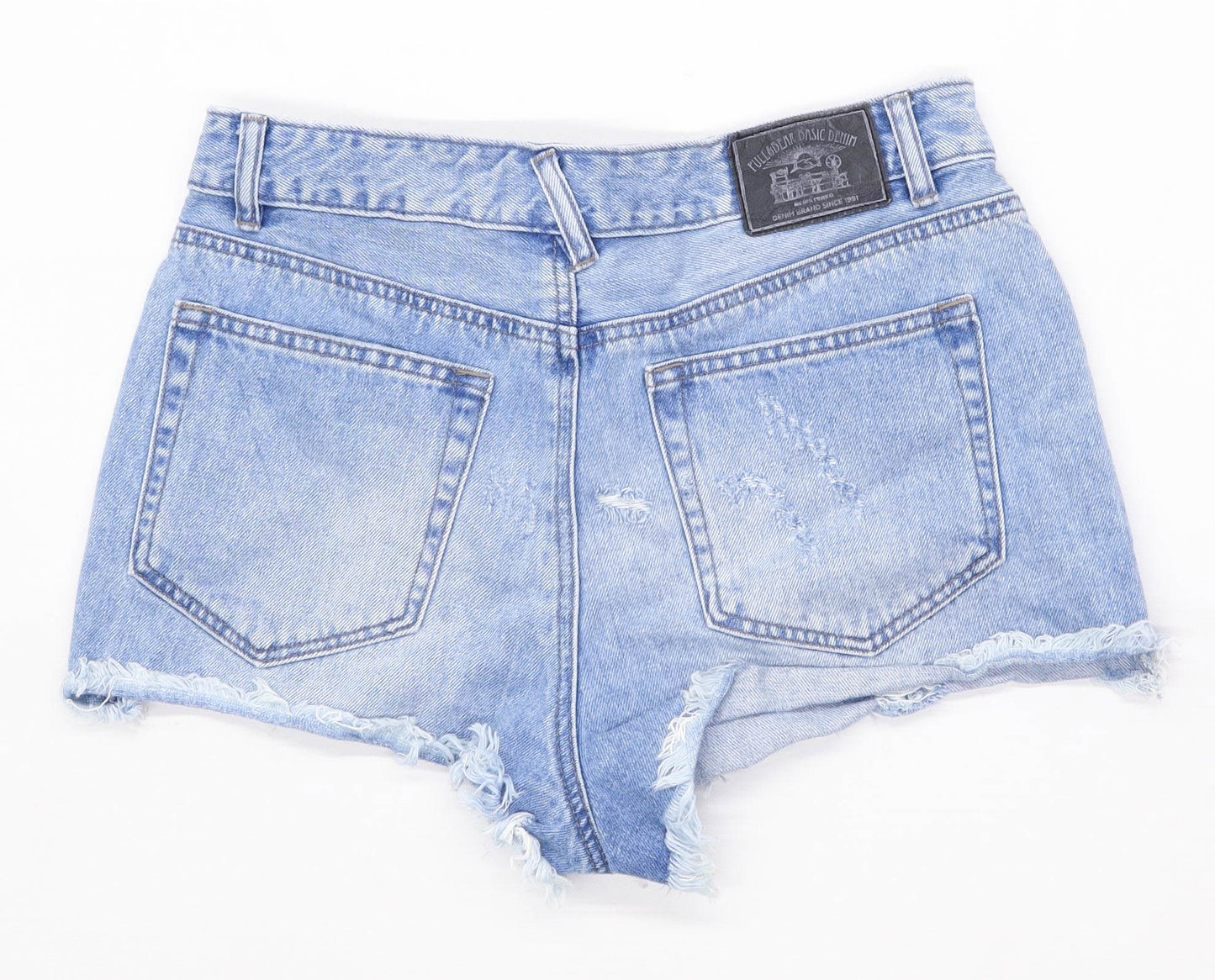 Womens Pull & Bear Blue Distressed Denim Shorts Size 10/L1