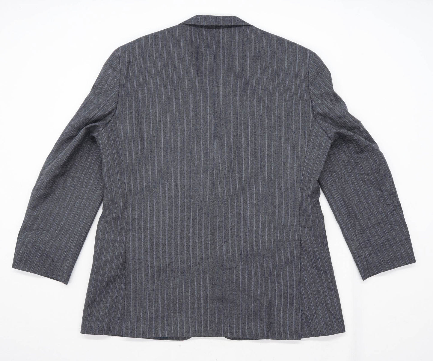 Preworn Mens Striped Grey Suit Jacket 42 Chest (Short)