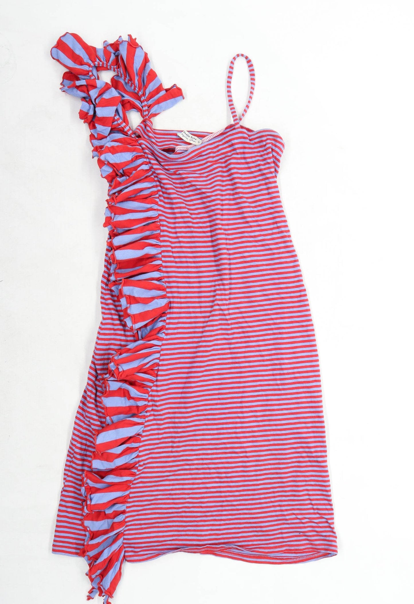 People Tree Womens Size 12 Striped Cotton Blend Red Dress (Regular)