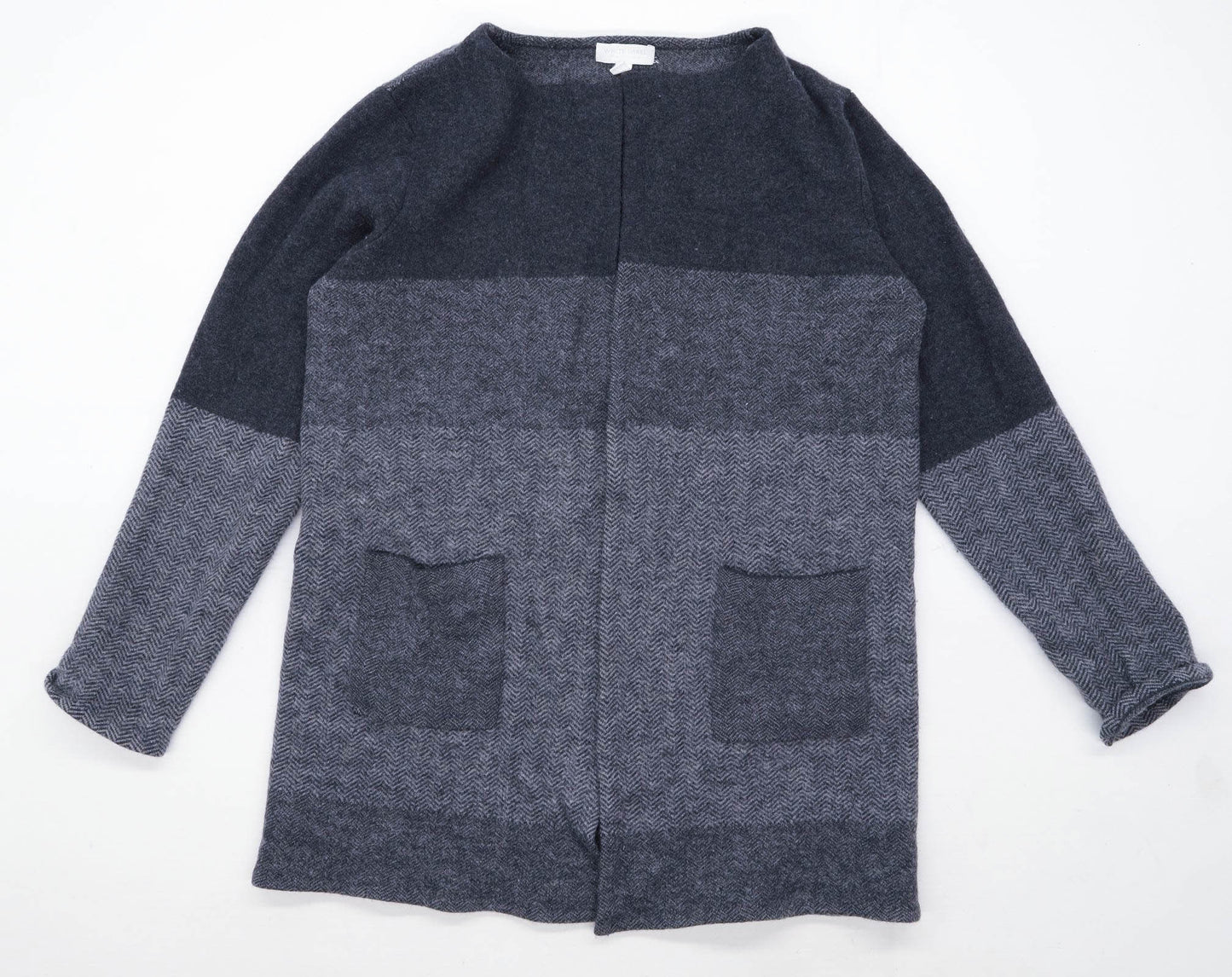 White Label Womens Size 16 Herringbone Wool Grey Cardigan (Regular)