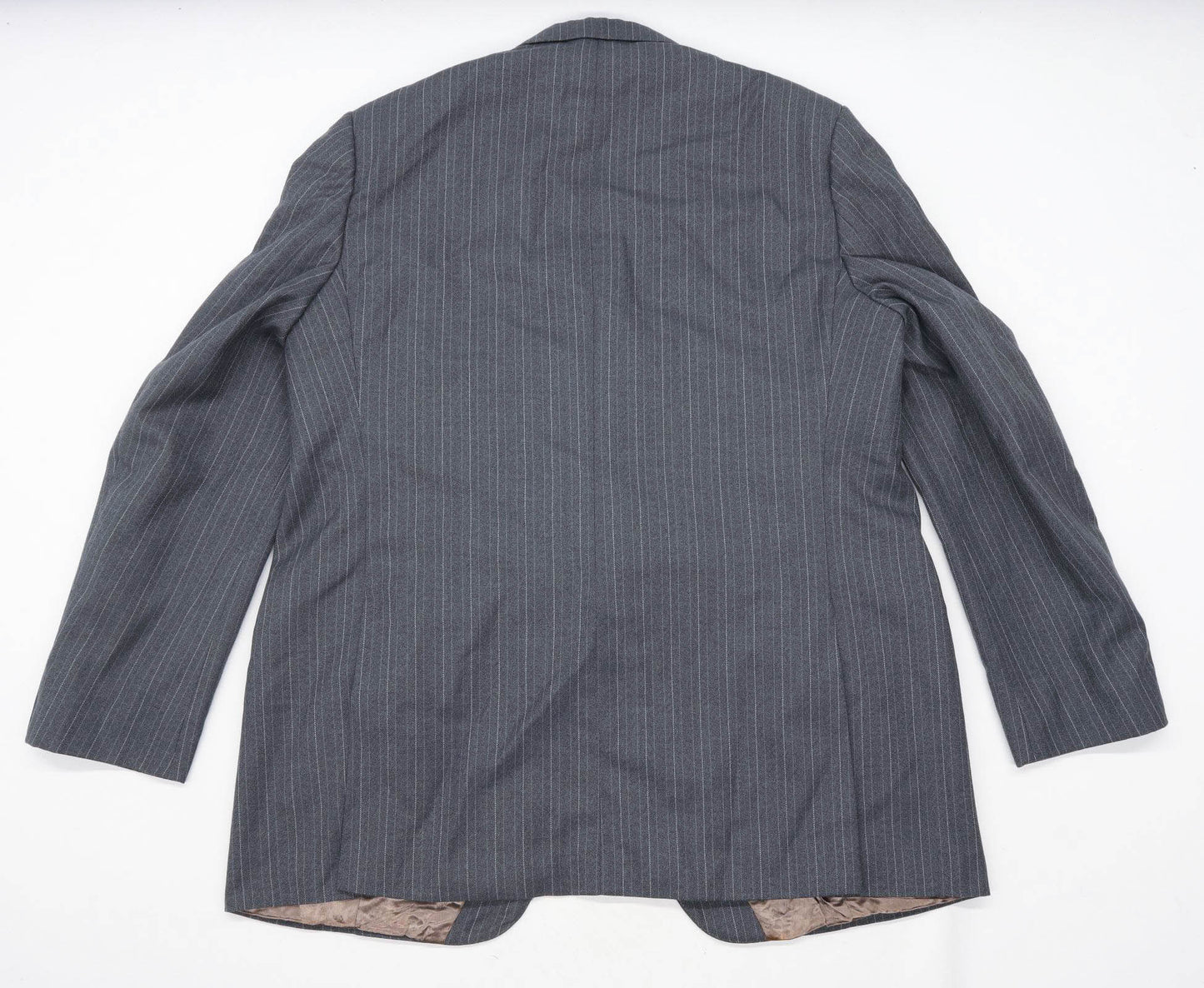 Preworn Mens Wool Blend Striped Grey Suit Jacket 44 Chest (Long)