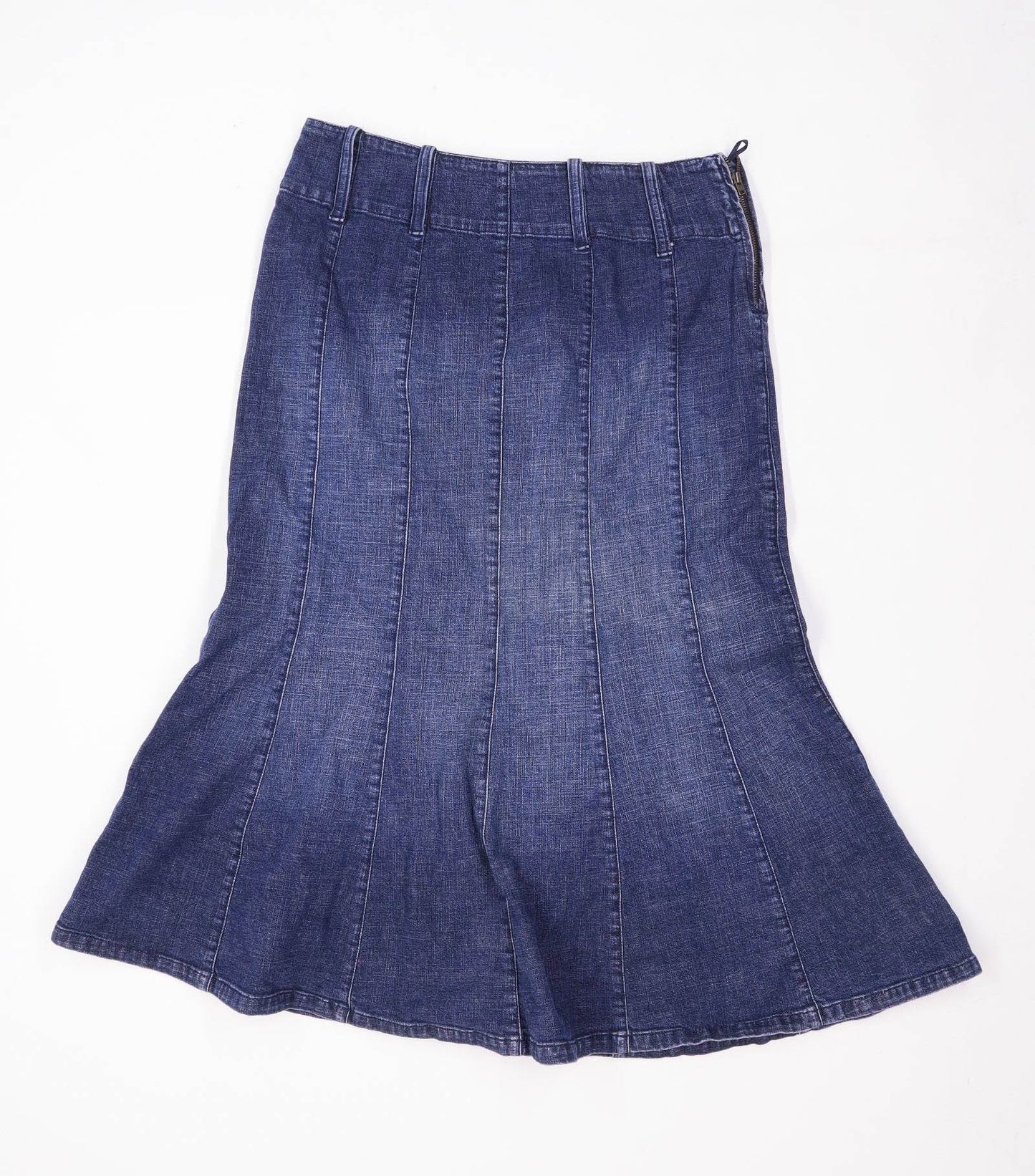 Per una Womens Size 12 Denim Blue Zip up Skirt (Regular)