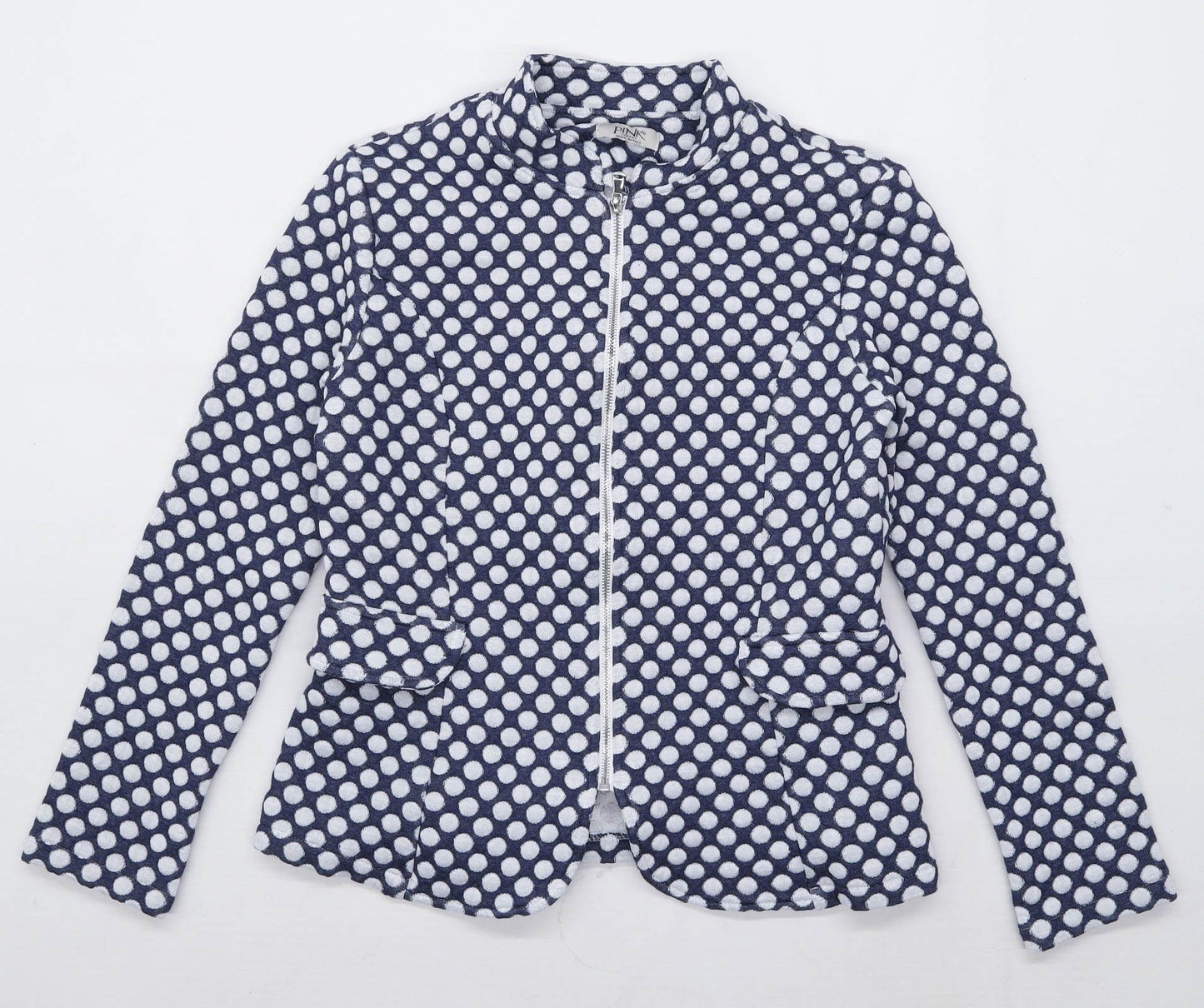 Pink Cherry Womens Size L Spotted Blue Jacket