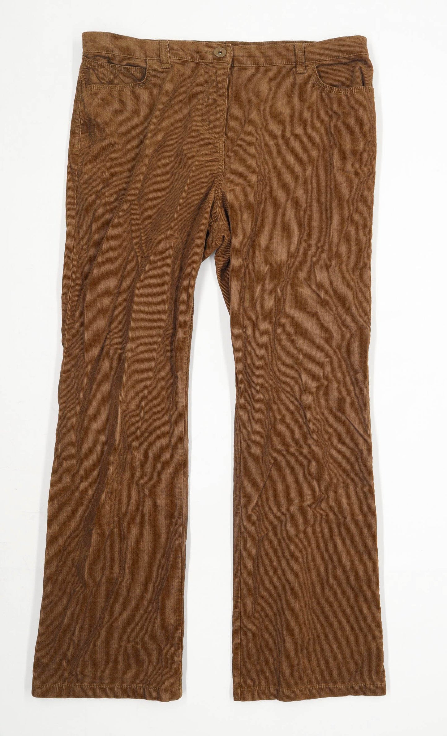 Womens Marks & Spencer Brown Corduroy Trousers Size 16/L29